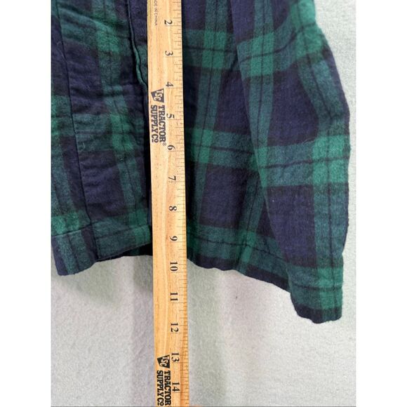 The Vermont Country Store Mens Navy Green Plaid Portuguese Flannel Wrap Robe XL - Picture 8 of 9